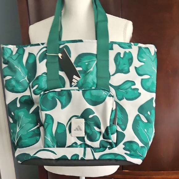 Adidas Tropical Green Leaf Tote Bag - Picture 15 of 15